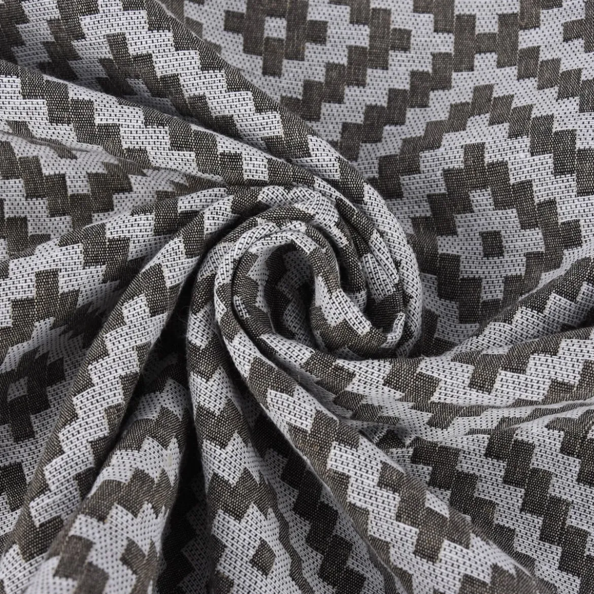 Dekostoff Jacquardstoff Wendestoff Leinen Rauten Inka ecru beige 1,50m Breite
