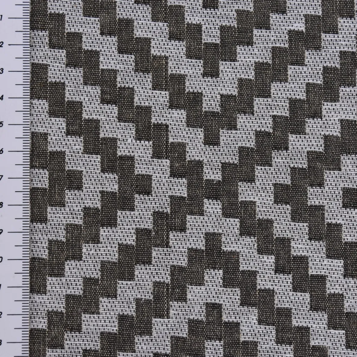 Dekostoff Jacquardstoff Wendestoff Leinen Rauten Inka ecru beige 1,50m Breite