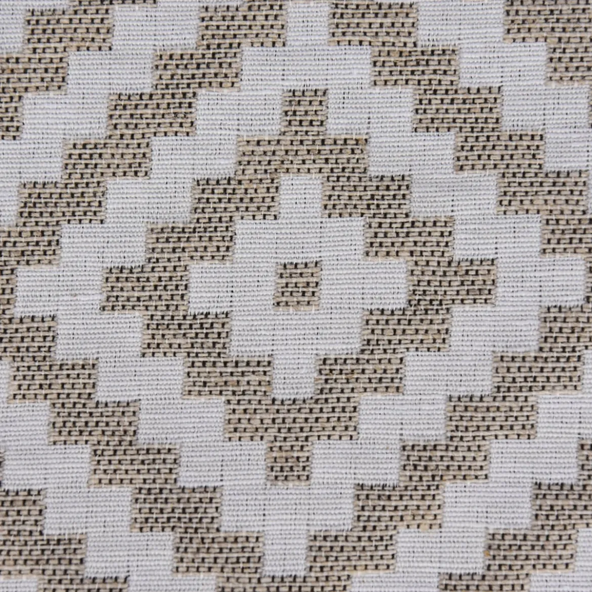 Dekostoff Jacquardstoff Wendestoff Leinen Rauten Inka ecru beige 1,50m Breite