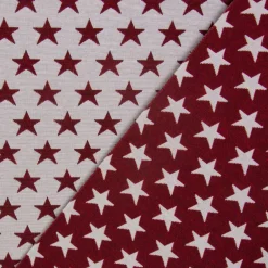 Dekostoff Jacquard Wendestoff Weihnachten beidseitig Sterne weiß rot 1,4m Breite