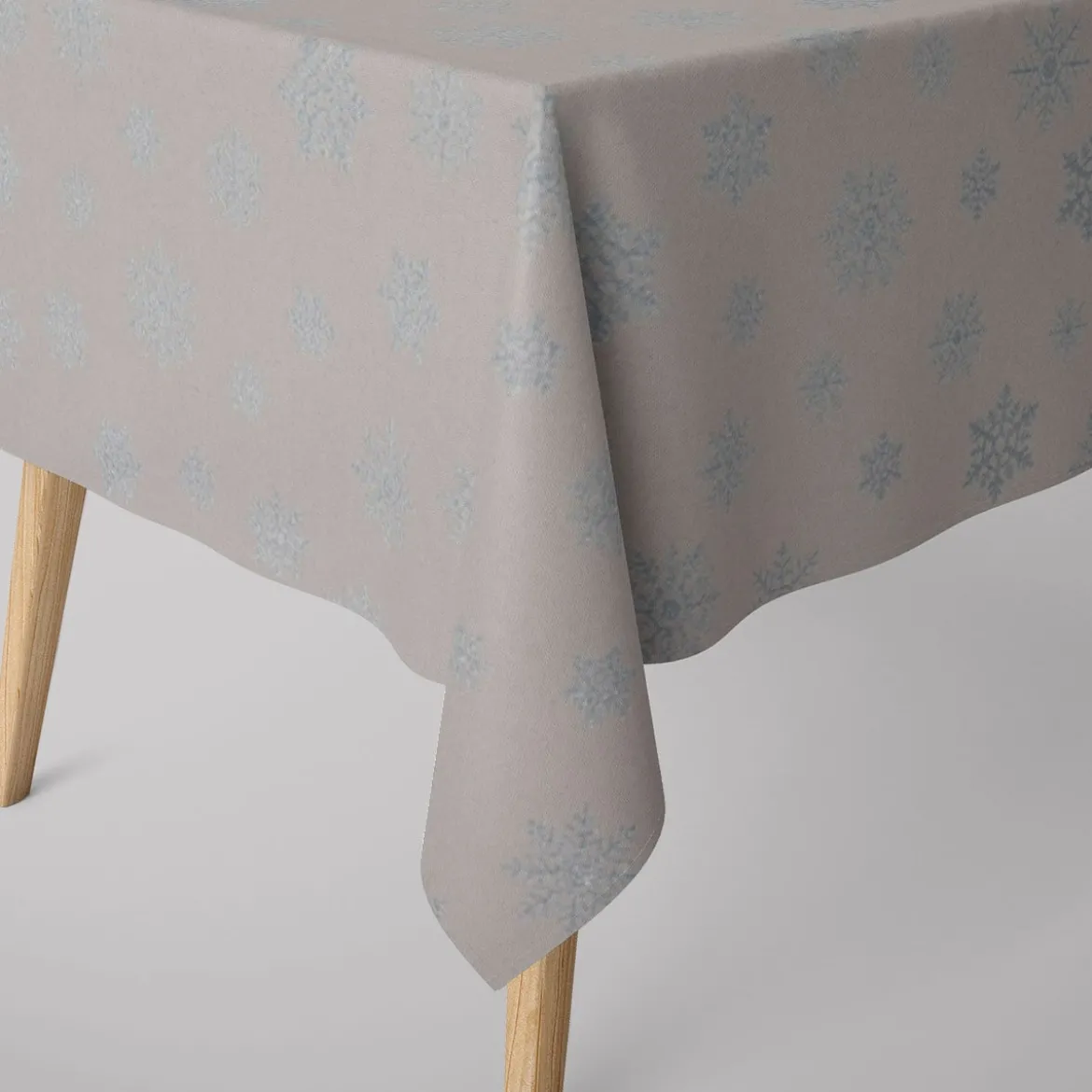 Dekostoff Jacquard Wendestoff Ice Star Schneeflocken Eiskristalle beige hellblau silberfarbig1,40m Breite