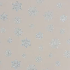 Dekostoff Jacquard Wendestoff Ice Star Schneeflocken Eiskristalle beige hellblau silberfarbig1,40m Breite