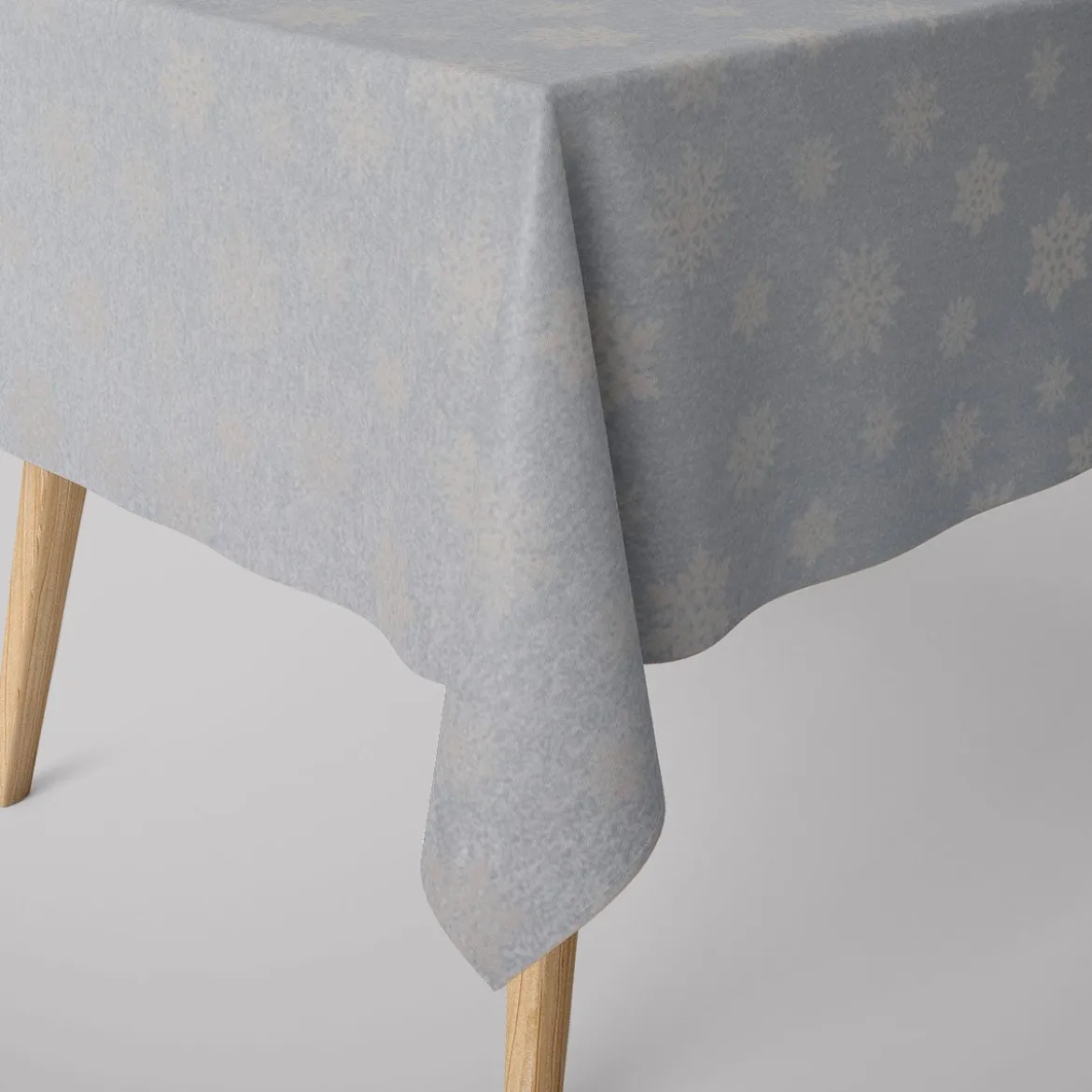 Dekostoff Jacquard Wendestoff Ice Star Schneeflocken Eiskristalle beige hellblau silberfarbig1,40m Breite
