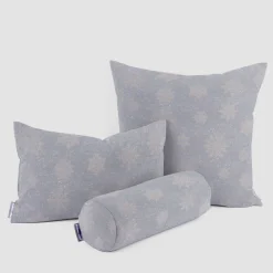 Dekostoff Jacquard Wendestoff Ice Star Schneeflocken Eiskristalle beige hellblau silberfarbig1,40m Breite
