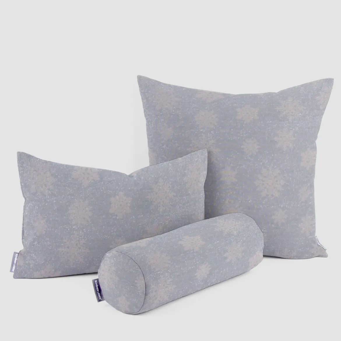 Dekostoff Jacquard Wendestoff Ice Star Schneeflocken Eiskristalle beige hellblau silberfarbig1,40m Breite