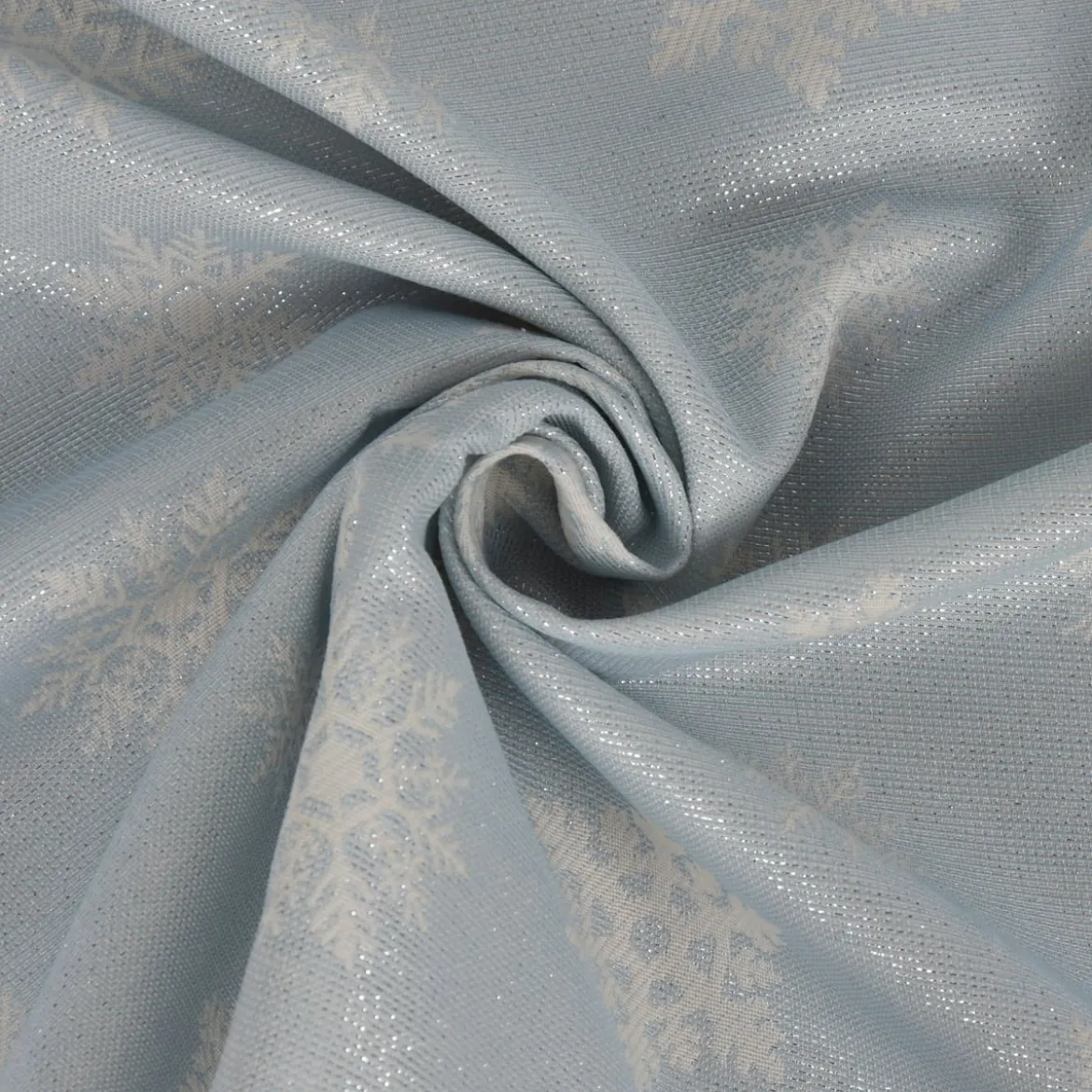 Dekostoff Jacquard Wendestoff Ice Star Schneeflocken Eiskristalle beige hellblau silberfarbig1,40m Breite