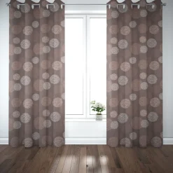 Dekostoff Jacquard Wendestoff Satinlook Kreise beidseitig beige rosenholz 1,40m Breite