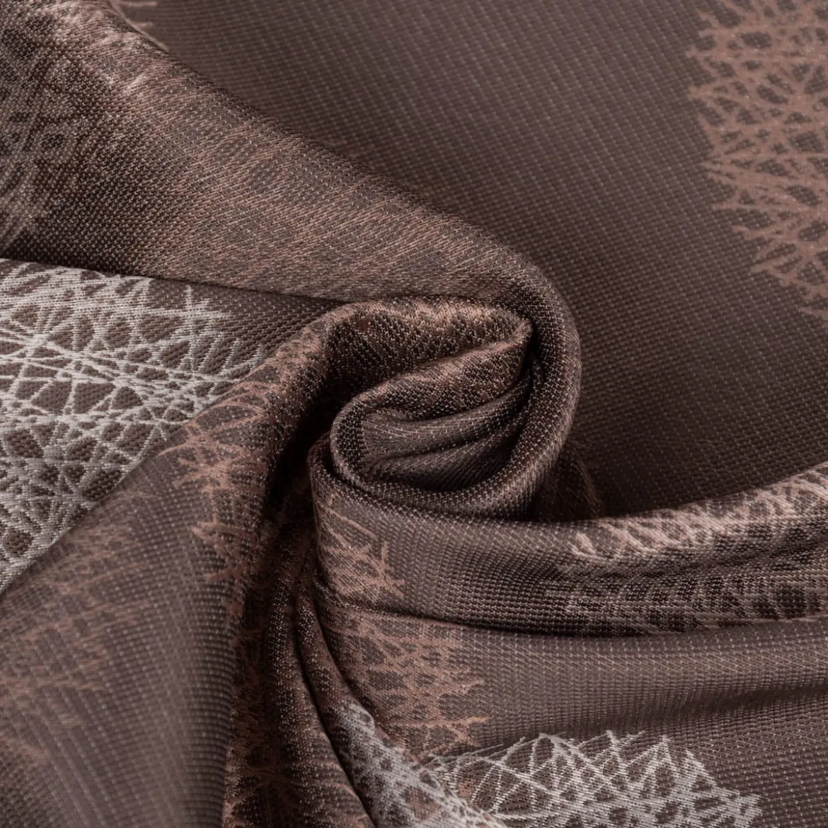 Dekostoff Jacquard Wendestoff Satinlook Kreise beidseitig beige rosenholz 1,40m Breite