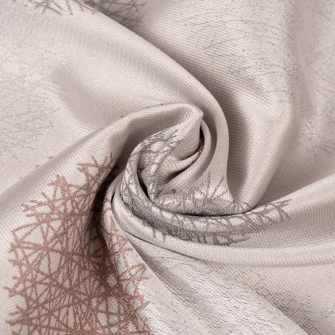 Dekostoff Jacquard Wendestoff Satinlook Kreise beidseitig beige rosenholz 1,40m Breite