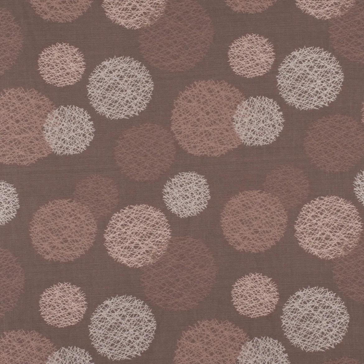 Dekostoff Jacquard Wendestoff Satinlook Kreise beidseitig beige rosenholz 1,40m Breite
