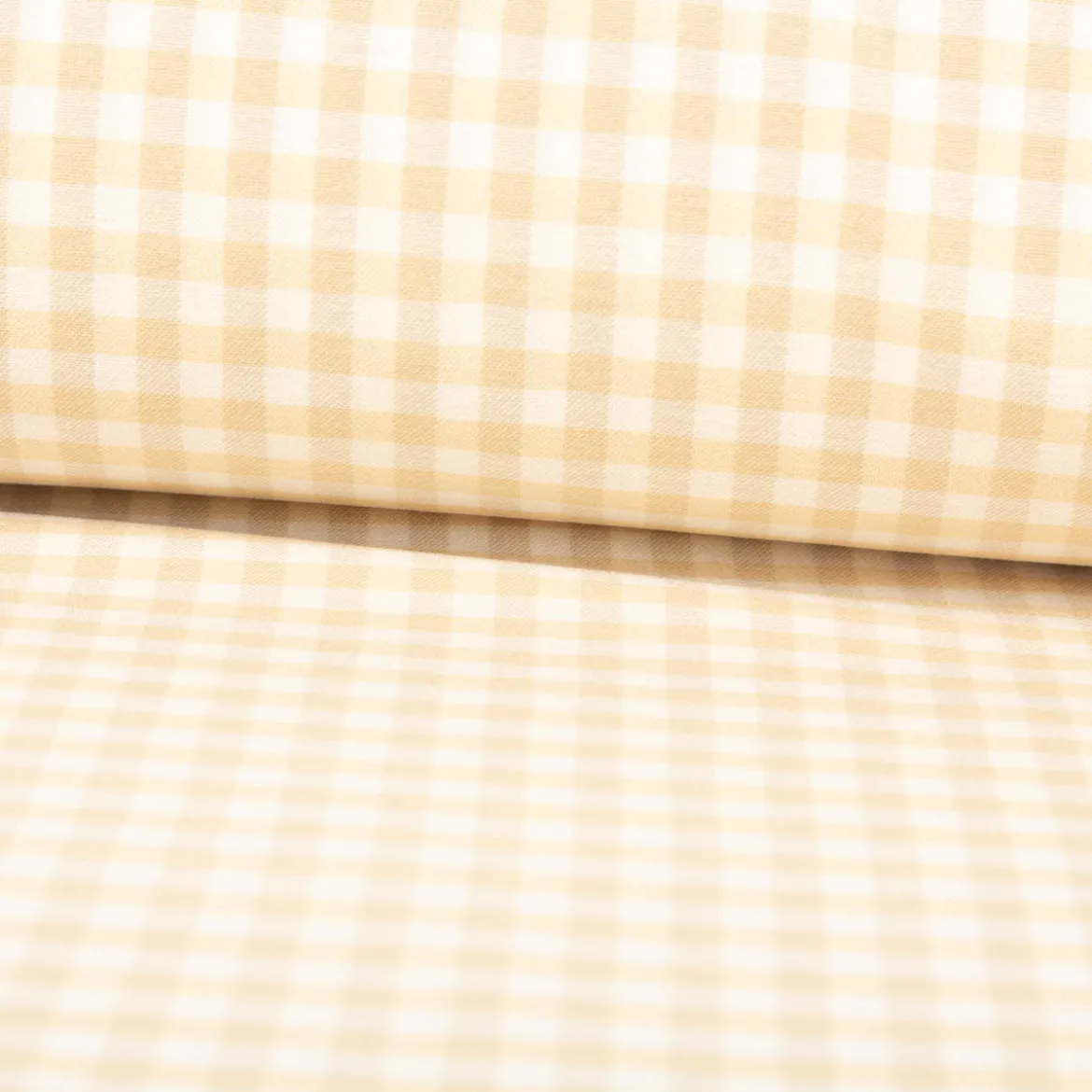 Dekostoff Karos klein beige weiß 140cm Breite