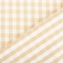 Dekostoff Karos klein beige weiß 140cm Breite