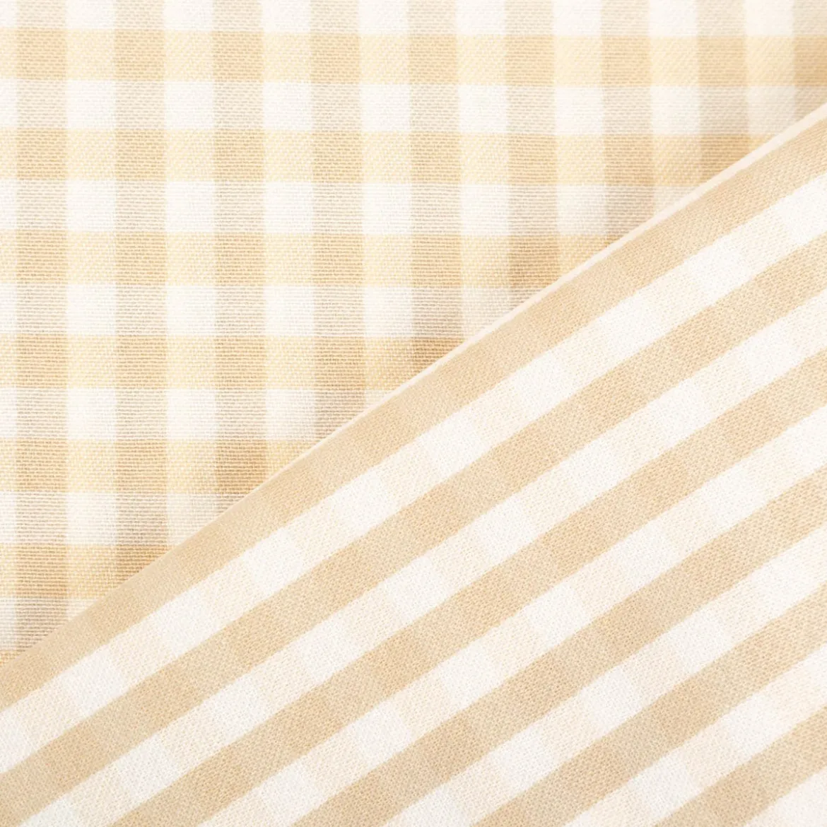 Dekostoff Karos klein beige weiß 140cm Breite