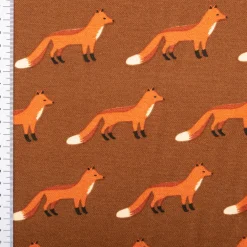 Dekostoff Kinderstoff Halbpanama Fox Parade Füchse braun orange 1,40m Breite