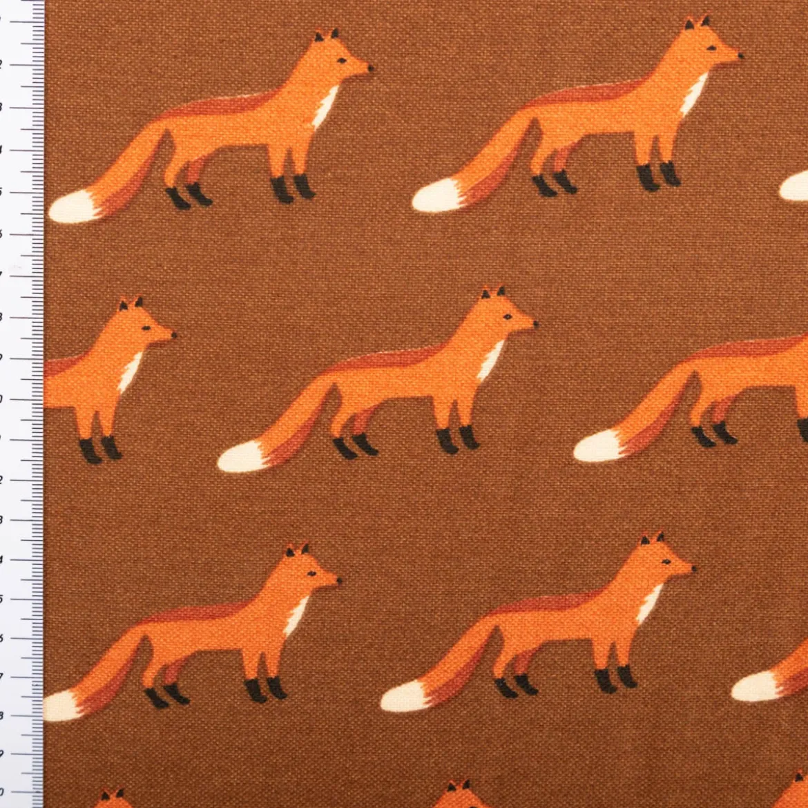 Dekostoff Kinderstoff Halbpanama Fox Parade Füchse braun orange 1,40m Breite