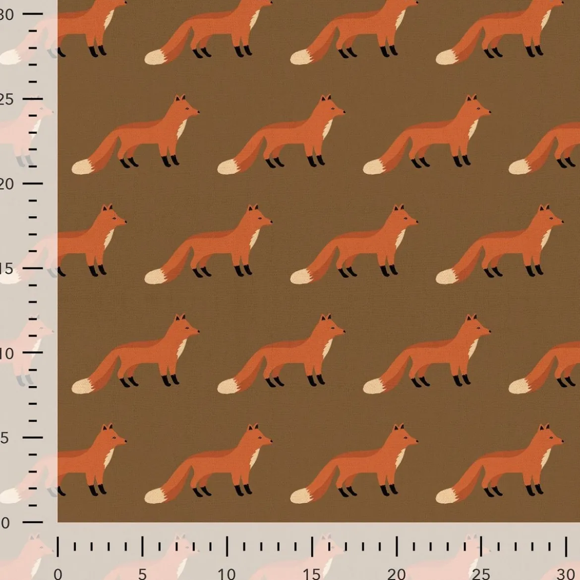 Dekostoff Kinderstoff Halbpanama Fox Parade Füchse braun orange 1,40m Breite