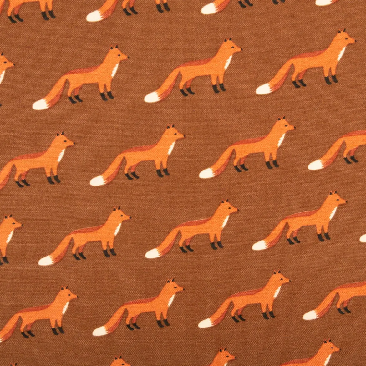 Dekostoff Kinderstoff Halbpanama Fox Parade Füchse braun orange 1,40m Breite