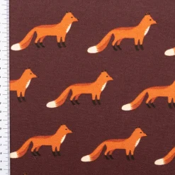 Dekostoff Kinderstoff Halbpanama Fox Parade Füchse mauve orange 1,40m Breite