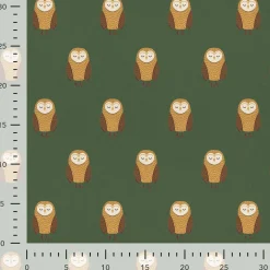 Dekostoff Kinderstoff Halbpanama Night Owl Nap Eulen oliv braun 1,40m Breite