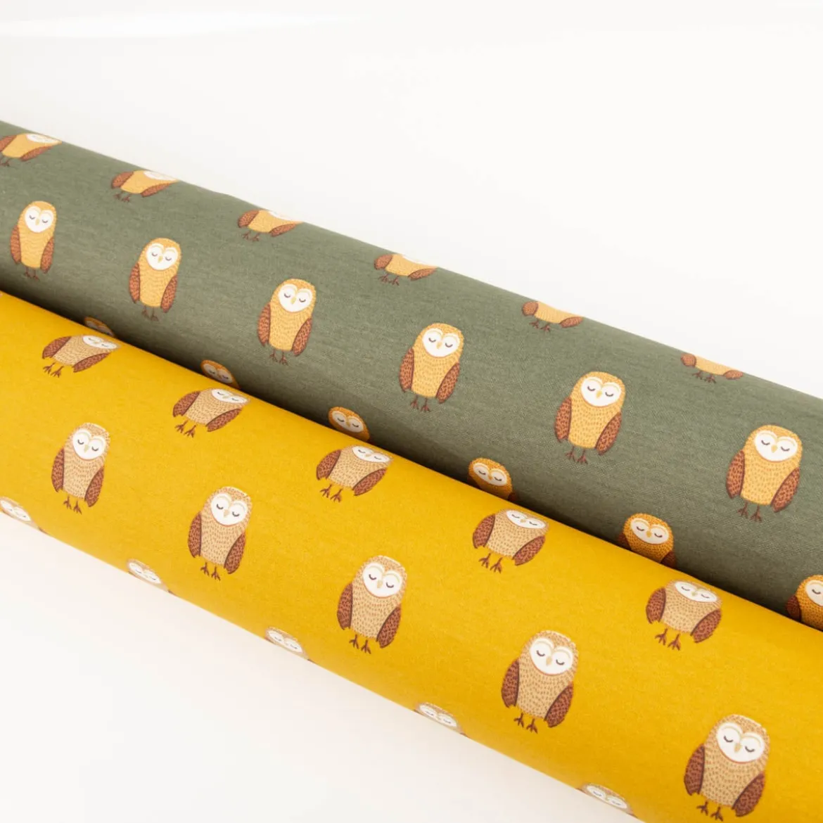 Dekostoff Kinderstoff Halbpanama Night Owl Nap Eulen oliv braun 1,40m Breite