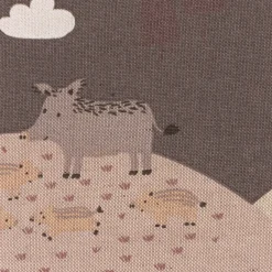 Dekostoff Kinderstoff Halbpanama Leinenlook Mountain Forest Animals Waldtiere Hügel rosa 140cm Breite