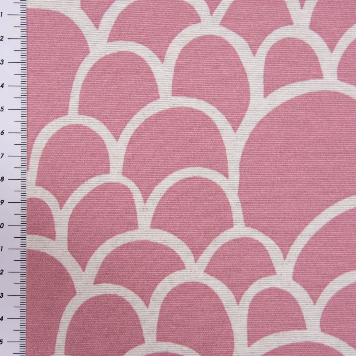 Dekostoff Kissenstoff Vorhangstoff Bögen Hügel rosa weiß 1,4m Breite