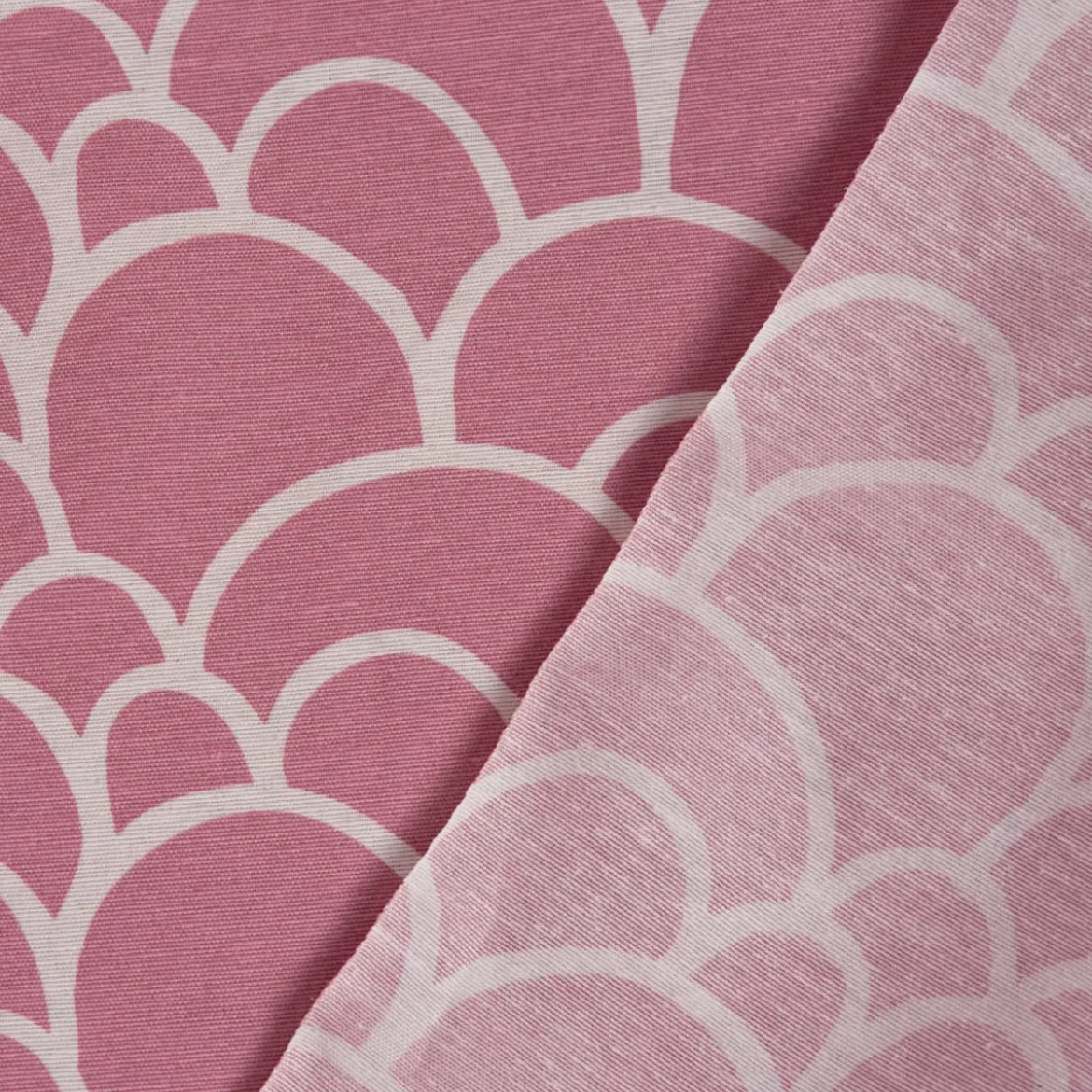 Dekostoff Kissenstoff Vorhangstoff Bögen Hügel rosa weiß 1,4m Breite