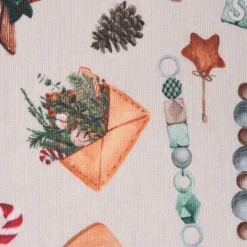 Dekostoff Kryst Merry Christmas Perlenschnur natur mint 1,40m Breite