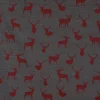 Dekostoff Landhausstoff Plaidstoff Wendestoff Cosy mit Hirschen rot grau 1,40m Breite