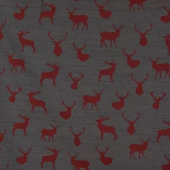 Dekostoff Landhausstoff Plaidstoff Wendestoff Cosy mit Hirschen rot grau 1,40m Breite