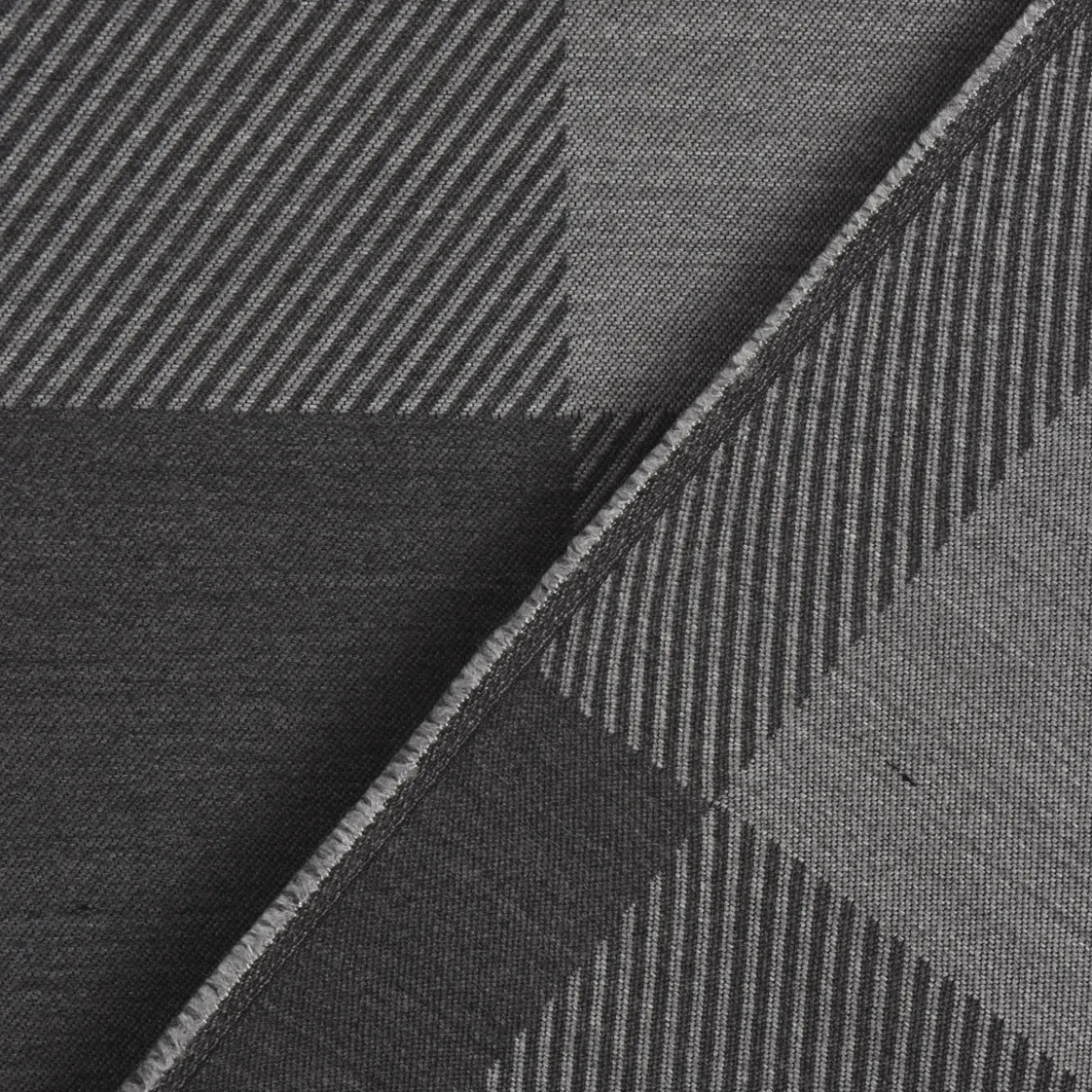 Dekostoff Landhausstoff Plaidstoff Wendestoff Checks Cosy Karo grau 1,40m Breite