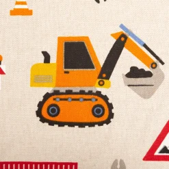 Dekostoff Leinenlook Construction Baustelle natur bunt 140 cm breit