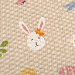 Dekostoff Leinenlook Ostern Easter Doodle Icon natur bunt 1,4m Breite