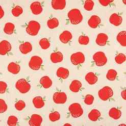 Dekostoff Leinenlook Äpfel natur rot 140 cm breit