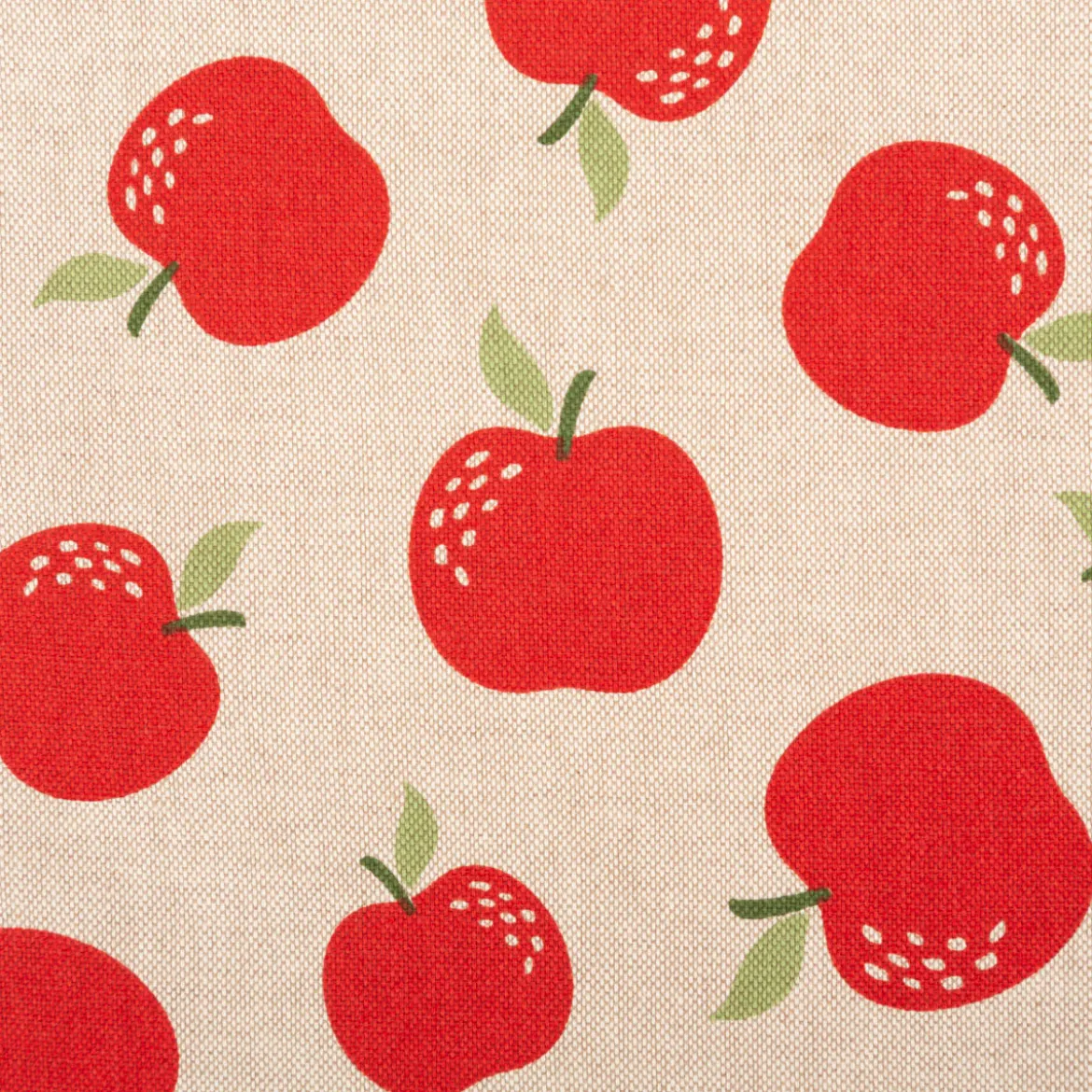 Dekostoff Leinenlook Äpfel natur rot 140 cm breit