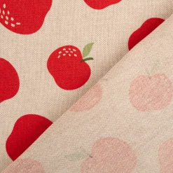 Dekostoff Leinenlook Äpfel natur rot 140 cm breit