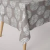 Dekostoff Leinenstruktur Adagio Ornament Metallicprint taupe silberfarbig