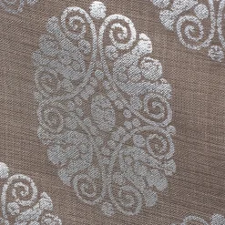 Dekostoff Leinenstruktur Adagio Ornament Metallicprint taupe silberfarbig