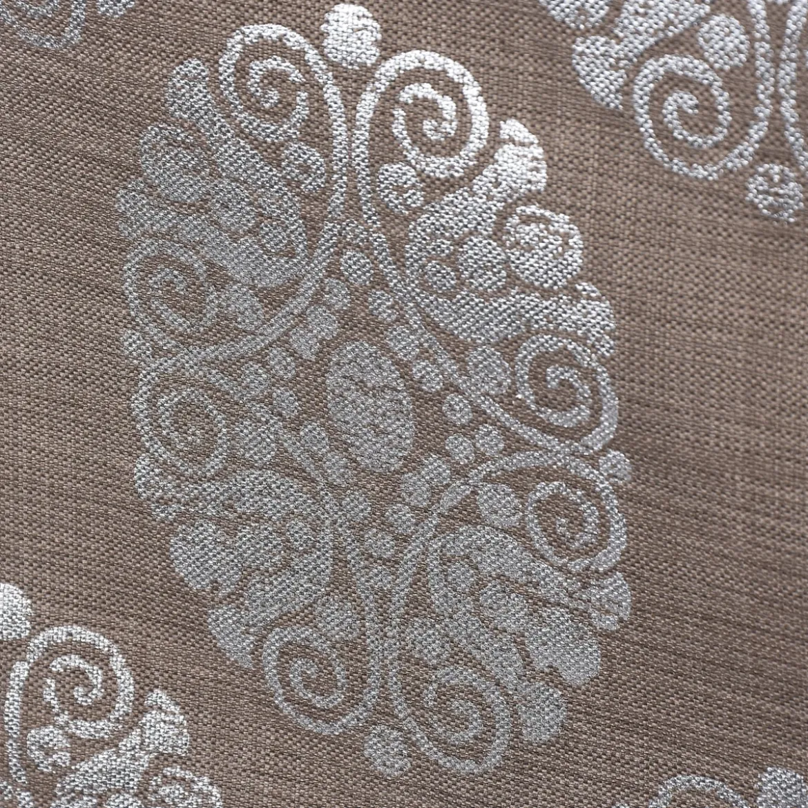 Dekostoff Leinenstruktur Adagio Ornament Metallicprint taupe silberfarbig