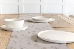 Dekostoff Lurex Wendestoff Weihnachten beidseitig Sterne beige gold 1,6m Breite