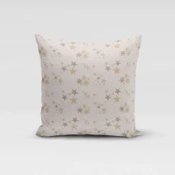 Dekostoff Lurex Wendestoff Weihnachten beidseitig Sterne beige gold 1,6m Breite