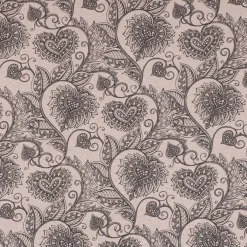 Dekostoff Ottoman Baumwoll-Mischgewebe Clematis Herzen Blätterranken natur schwarz 1,40m Breite