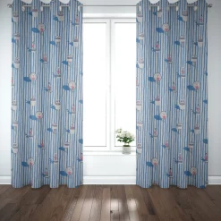 Dekostoff Ottoman Canvas Flamingo Streifen maritim hellblau ecru 1,40m Breite