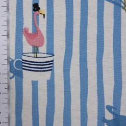 Dekostoff Ottoman Canvas Flamingo Streifen maritim hellblau ecru 1,40m Breite