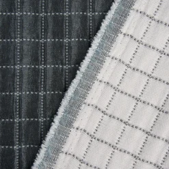 Dekostoff Plaidstoff Steppstoff Überwurf Fliesen Quadrate überbreit graublau weiß 2,80m Breite