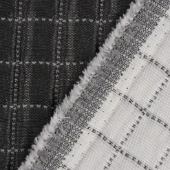 Dekostoff Plaidstoff Steppstoff Überwurf Fliesen Quadrate überbreit anthrazit weiß 2,80m Breite