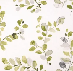 Dekostoff Ramie Leinenoptik Acacia Blätter weiß Aquarell grün 1,50m Breite