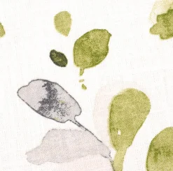 Dekostoff Ramie Leinenoptik Acacia Blätter weiß Aquarell grün 1,50m Breite