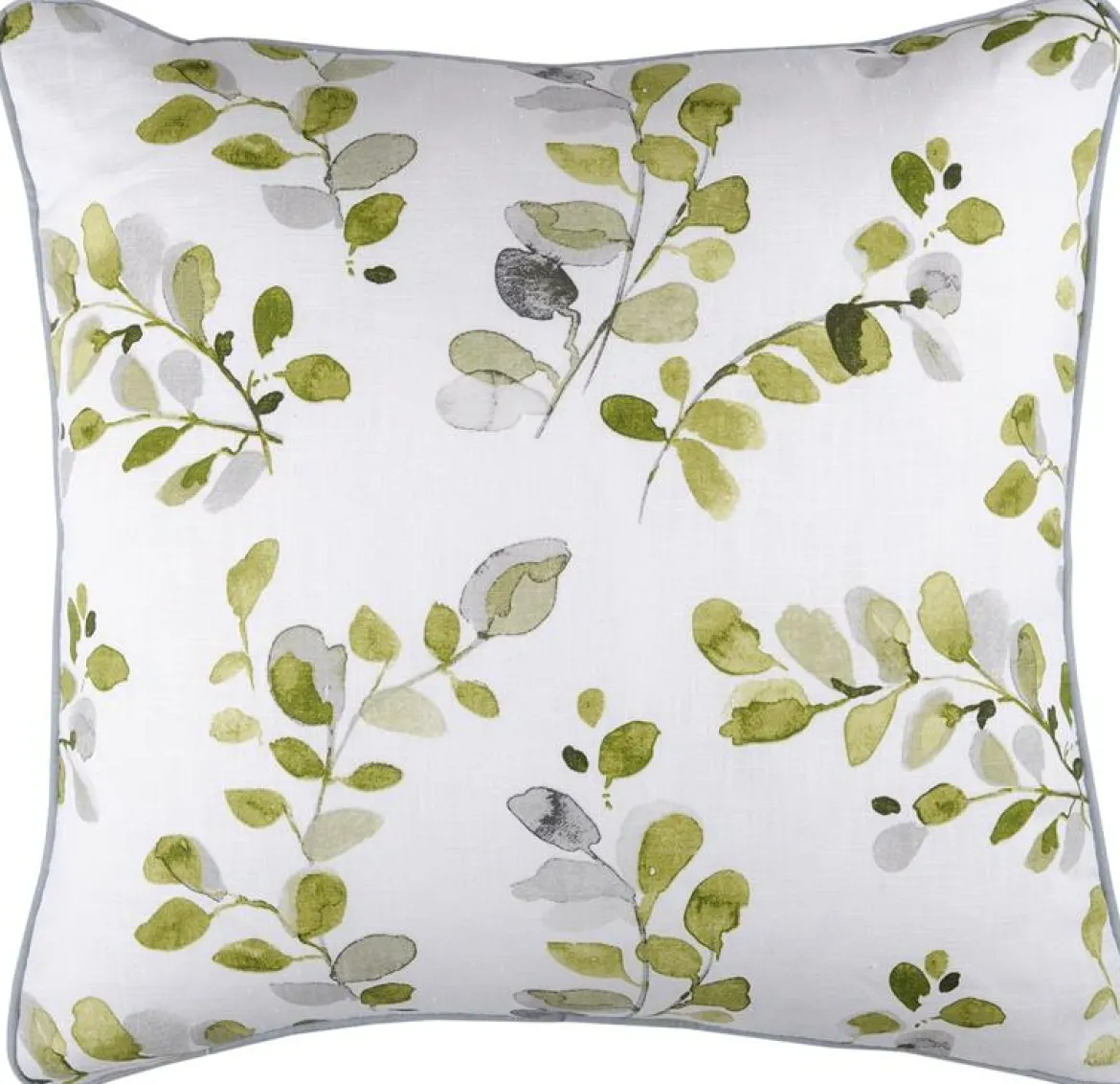 Dekostoff Ramie Leinenoptik Acacia Blätter weiß Aquarell grün 1,50m Breite