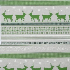 Dekostoff Stoff Dekostoff Meterware Rentiere Streifen grün Weihnachten